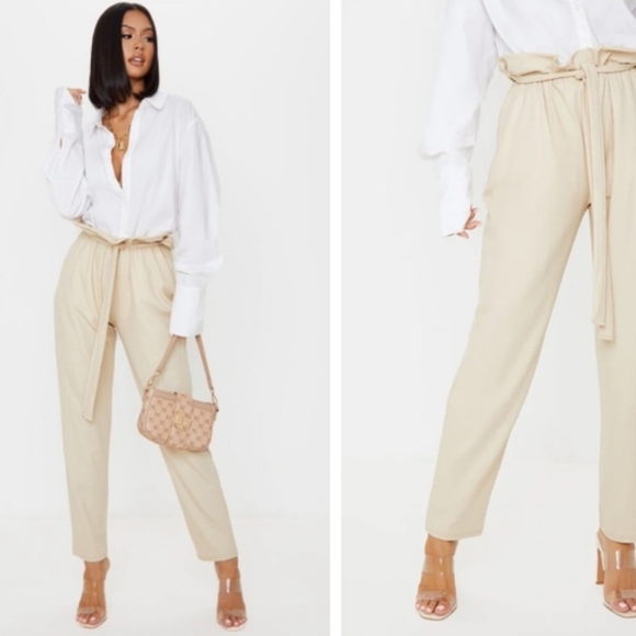 NWT PLT Stone Coated Paperbag Waist Trouser - Picture 1 of 9